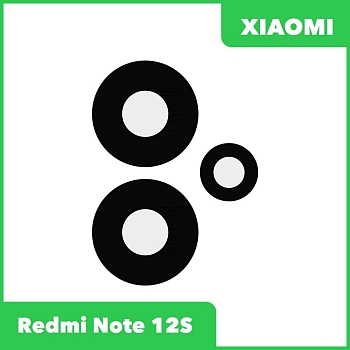 Стекло задней камеры для Xiaomi Redmi Note 12S (23020RAC7Y) (без рамки) (черный)