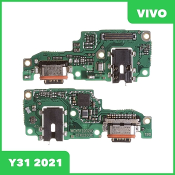 Разъем зарядки для телефона Vivo Y31 2021 с разъемом гарнитуры и микрофоном