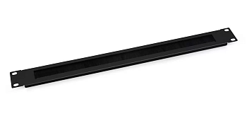 Органайзер кабельный горизонт. 19" 1U с щеточным вводом, металлический (черный) Cabeus SH-J004A-BK